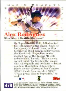 2000 Topps #479 Alex Rodriguez Back