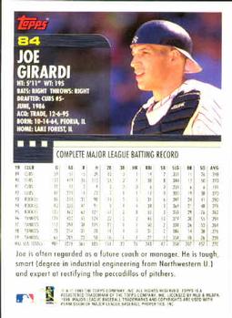 2000 Topps #84 Joe Girardi Back