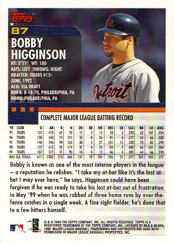 2000 Topps #87 Bobby Higginson Back