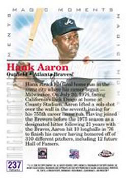 2000 Topps Chrome #237 Hank Aaron Back