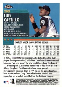 2000 Topps Chrome #36 Luis Castillo Back