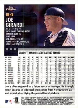 2000 Topps Chrome #84 Joe Girardi Back