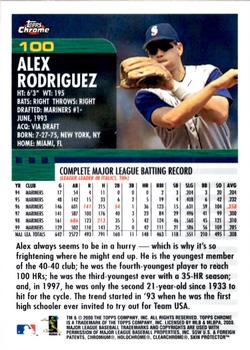 2000 Topps Chrome #100 Alex Rodriguez Back