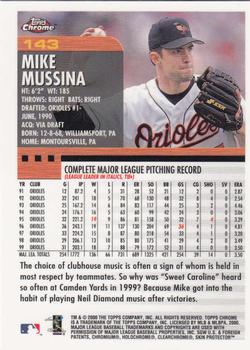 2000 Topps Chrome #143 Mike Mussina Back