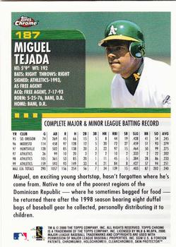 2000 Topps Chrome #187 Miguel Tejada Back