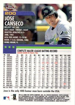 2000 Topps Chrome #200 Jose Canseco Back