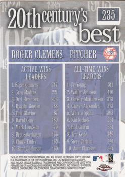 2000 Topps Chrome #235 Roger Clemens Back