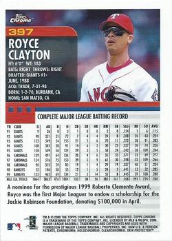 2000 Topps Chrome #397 Royce Clayton Back