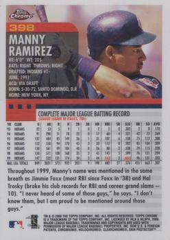 2000 Topps Chrome #398 Manny Ramirez Back