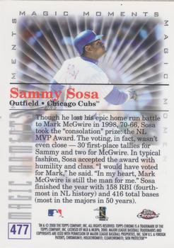 2000 Topps Chrome #477 Sammy Sosa Back