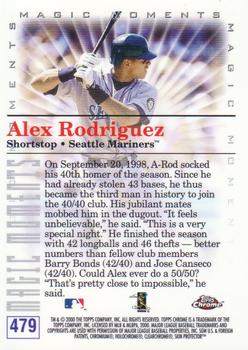 2000 Topps Chrome #479 Alex Rodriguez Back