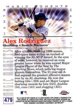 2000 Topps Chrome #479 Alex Rodriguez Back
