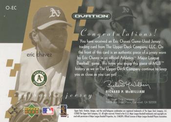 2002 Upper Deck Ovation - Swatches Gold #O-EC Eric Chavez  Back