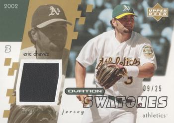 2002 Upper Deck Ovation - Swatches Gold #O-EC Eric Chavez  Front