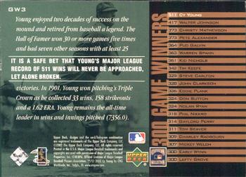 2002 Upper Deck Piece of History - 300 Game Winners #GW3 Cy Young  Back