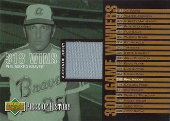 2002 Upper Deck Piece of History - 300 Game Winners Jersey #W-PN Phil Niekro  Front