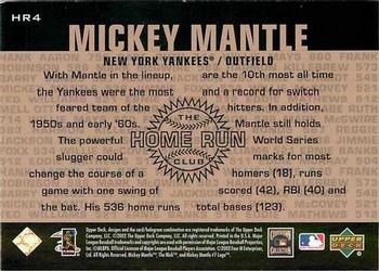 2002 Upper Deck Piece of History - 500 Home Run Club #HR4 Mickey Mantle  Back