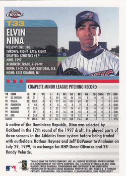 2000 Topps Chrome Traded & Rookies #T33 Elvin Nina Back