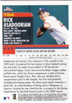2000 Topps Chrome Traded & Rookies #T54 Rick Asadoorian Back