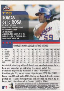 2000 Topps Chrome Traded & Rookies #T70 Tomas De La Rosa Back