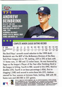 2000 Topps Chrome Traded & Rookies #T71 Andrew Beinbrink Back