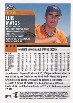 2000 Topps Chrome Traded & Rookies #T76 Luis Matos Back