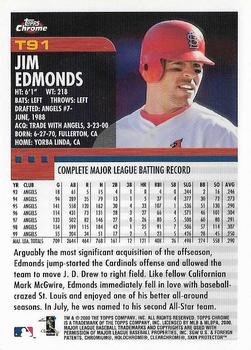 2000 Topps Chrome Traded & Rookies #T91 Jim Edmonds Back
