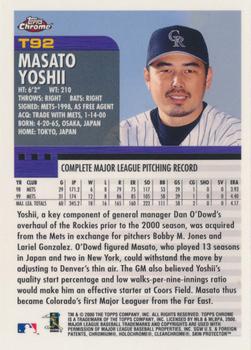 2000 Topps Chrome Traded & Rookies #T92 Masato Yoshii Back