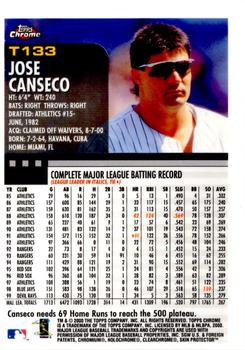 2000 Topps Chrome Traded & Rookies #T133 Jose Canseco Back