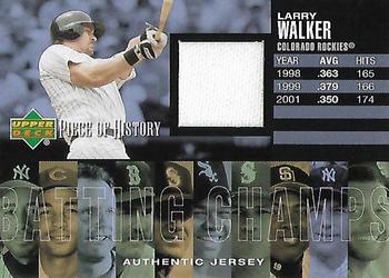 2002 Upper Deck Piece of History - Batting Champs Jersey #BC-LW Larry Walker Front