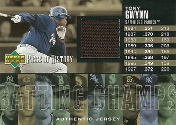 2002 Upper Deck Piece of History - Batting Champs Jersey #BC-TG Tony Gwynn  Front