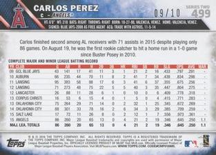 2016 Topps Mini - Blue #499 Carlos Perez Back