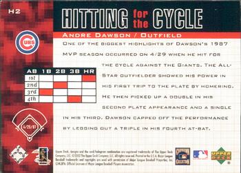 2002 Upper Deck Piece of History - Hitting for the Cycle #H2 Andre Dawson  Back