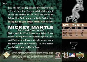 2002 Upper Deck Piece of History - MVP Club #M7 Mickey Mantle  Back