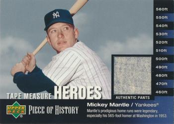 2002 Upper Deck Piece of History - Tape Measure Heroes Jersey #TM-MMA Mickey Mantle Front