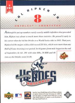 2002 Upper Deck Prospect Premieres - Heroes of Baseball: Cal Ripken Jr. #HCR7 Cal Ripken Jr.  Back