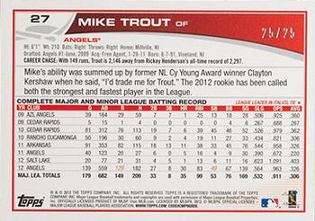2013 Topps - Sapphire #27 Mike Trout Back