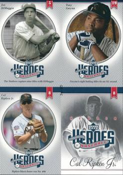 2002 Upper Deck Prospect Premieres - Heroes of Baseball Quad Box Toppers SN85 #NNO Joe DiMaggio / Tony Gwynn / Cal Ripken Jr. Front