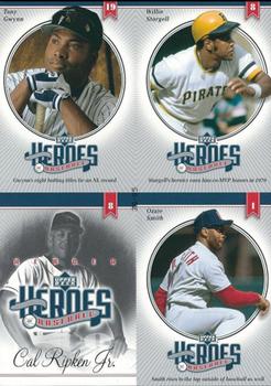 2002 Upper Deck Prospect Premieres - Heroes of Baseball Quad Box Toppers SN85 #NNO Tony Gwynn / Willie Stargell / Cal Ripken Jr. / Ozzie Smith Front