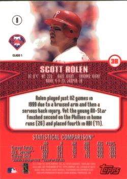 2000 Topps Gold Label #9 Scott Rolen Back