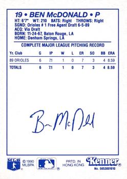 1990 Kenner Starting Lineup Cards Extended Series #5653001010 Ben McDonald Back
