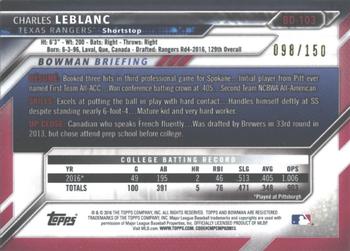 2016 Bowman Draft - Blue Border #BD-103 Charles Leblanc Back