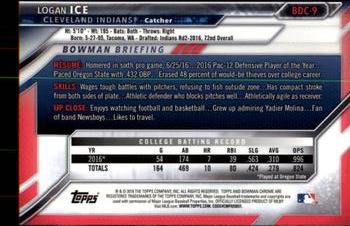 2016 Bowman Draft - Chrome #BDC-9 Logan Ice Back
