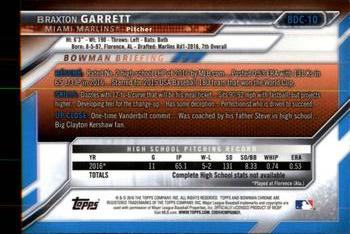 2016 Bowman Draft - Chrome #BDC-10 Braxton Garrett Back