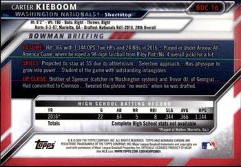 2016 Bowman Draft - Chrome #BDC-16 Carter Kieboom Back