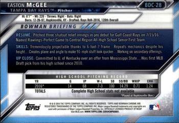 2016 Bowman Draft - Chrome #BDC-28 Easton McGee Back