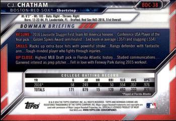 2016 Bowman Draft - Chrome #BDC-38 C.J. Chatham Back