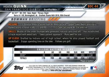 2016 Bowman Draft - Chrome #BDC-44 Heath Quinn Back