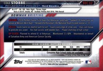 2016 Bowman Draft - Chrome #BDC-62 Cole Stobbe Back