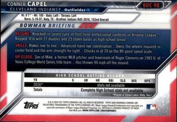 2016 Bowman Draft - Chrome #BDC-98 Conner Capel Back